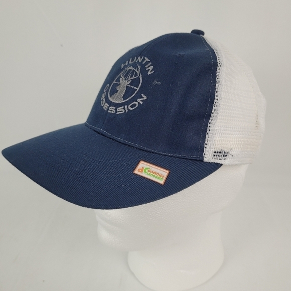 NWOT Huntin Obsession Blue and White Snapback Trucker Hat Cap OSFA - Picture 2 of 7